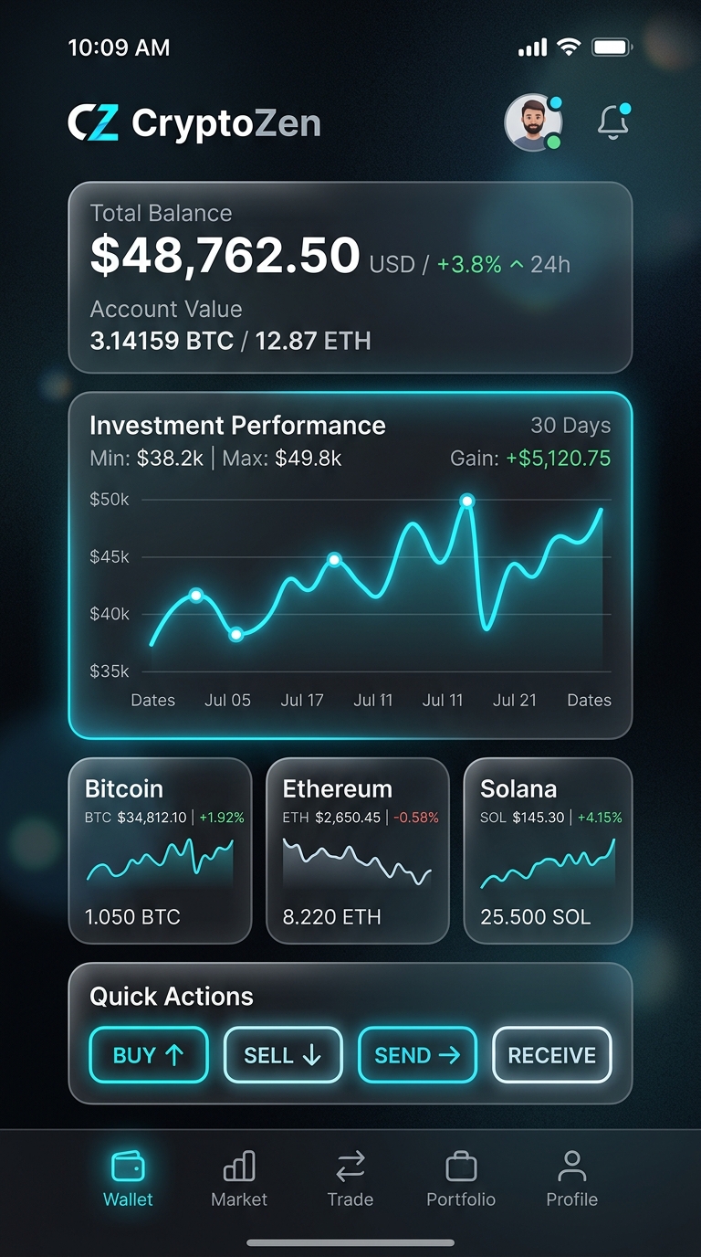 CryptoZen Wallet App Mockup